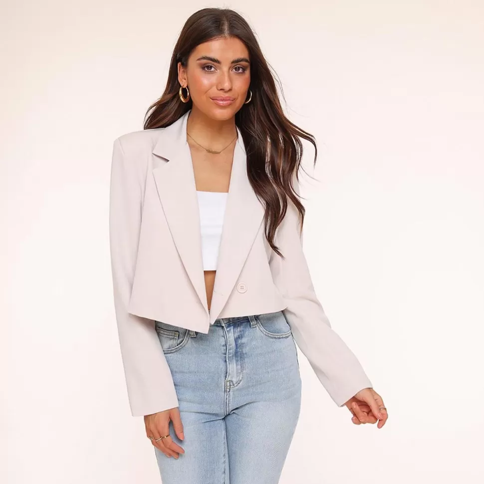 Missen Olivia & Kate Beige Oversized Cropped-Blazer