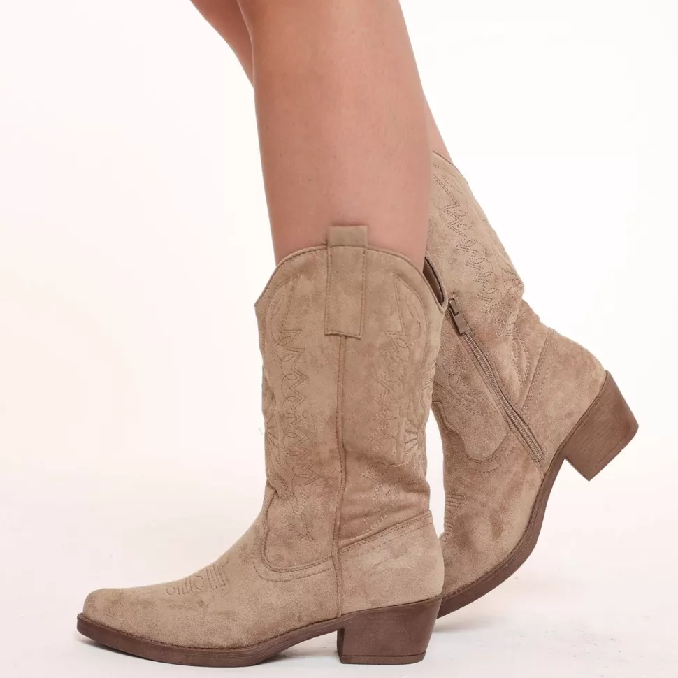 Missen Olivia & Kate Beige Suede Cowboy-Laarzen