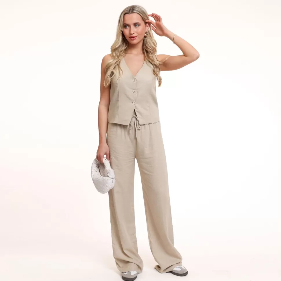 Missen Olivia & Kate Beige Tall Linnen-Broek