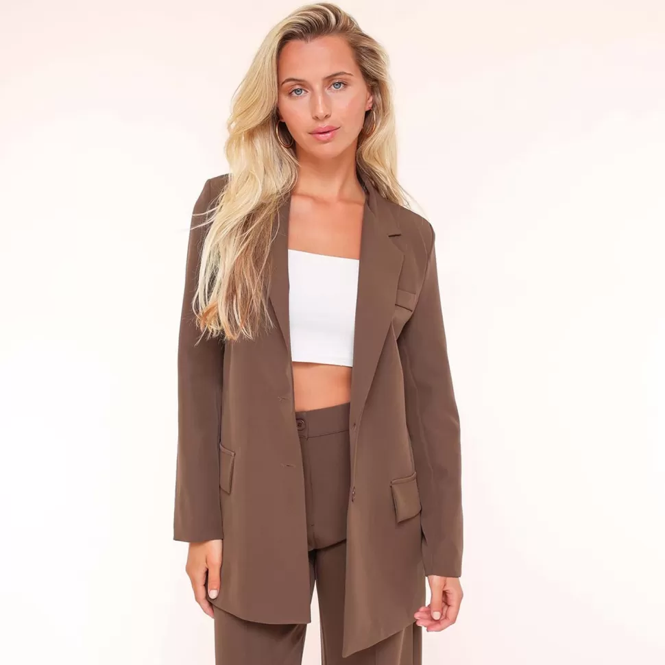 Missen Olivia & Kate Bruine Basic Rechte-Blazer