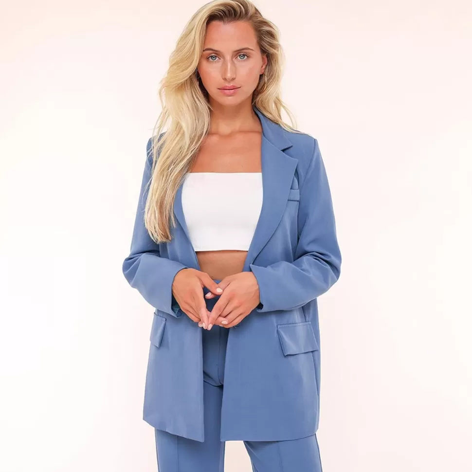 Missen Olivia & Kate Lichtblauwe Basic Rechte-Blazer