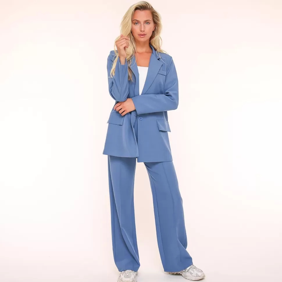 Missen Olivia & Kate Lichtblauwe Basic Rechte-Blazer