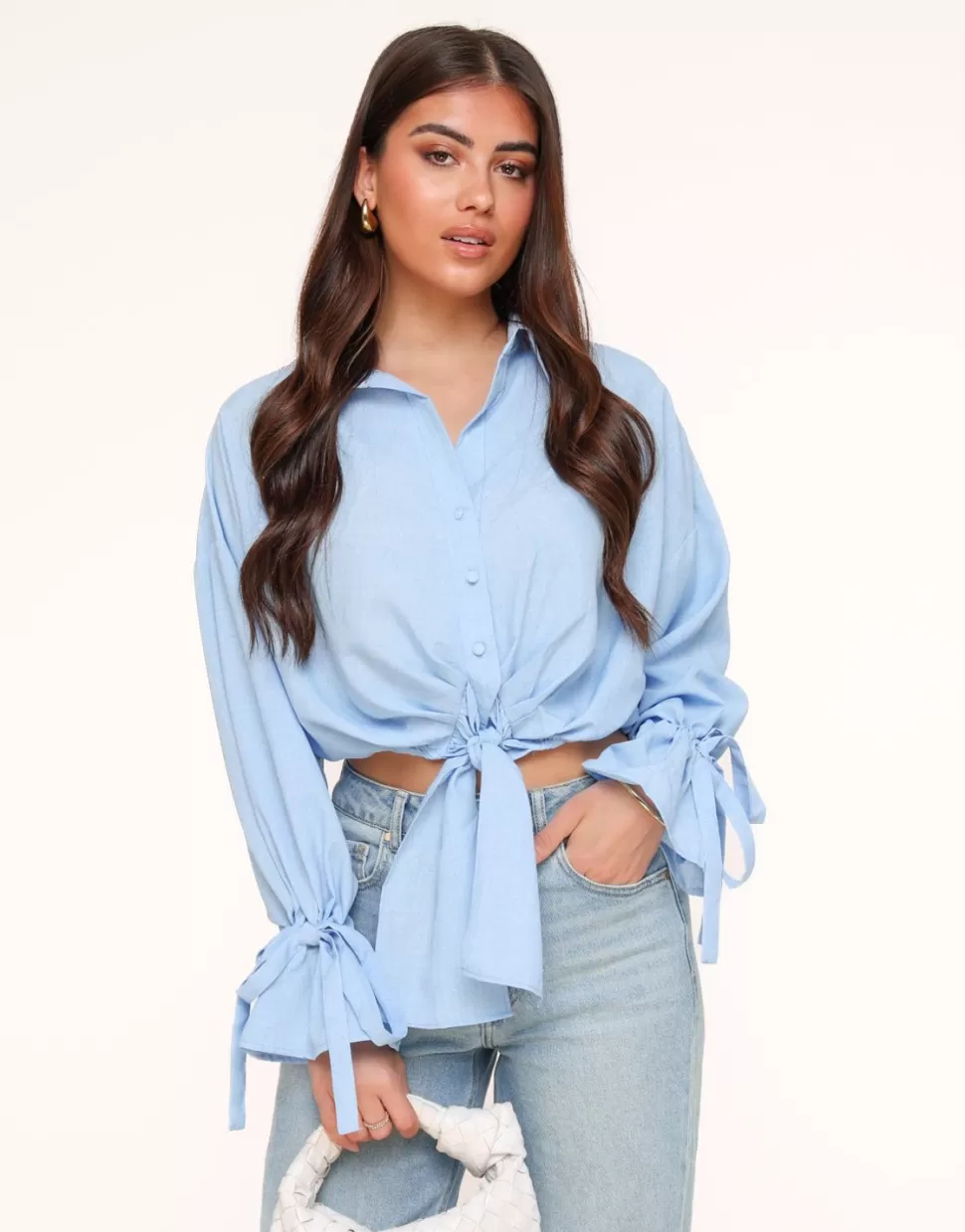 Missen Olivia & Kate Lichtblauwe Gestrikte Cropped-Blouse