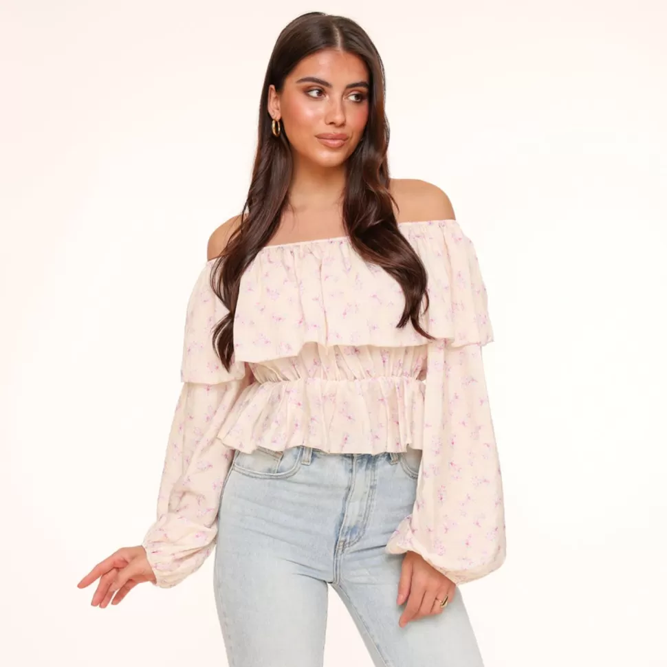 Missen Olivia & Kate Lila Bloemen Off Shoulder-Top