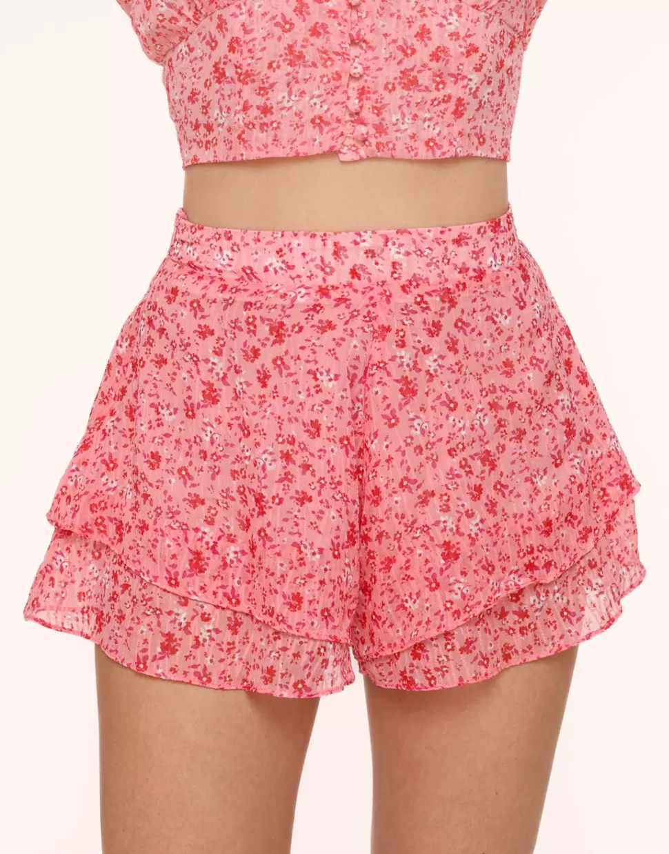 Missen Olivia & Kate Roze Bloemen Ruffel-Skort