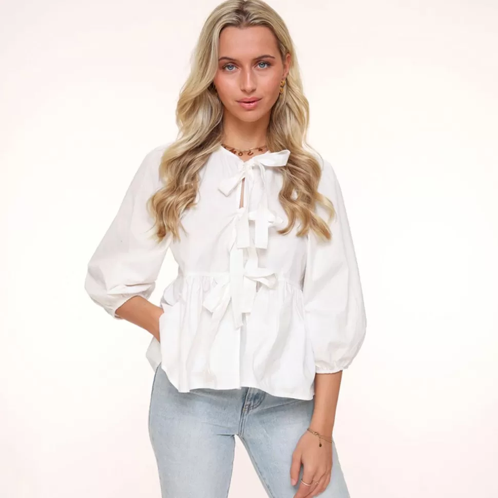 Missen Olivia & Kate Witte Strikjes 3/4 Mouwen-Blouse