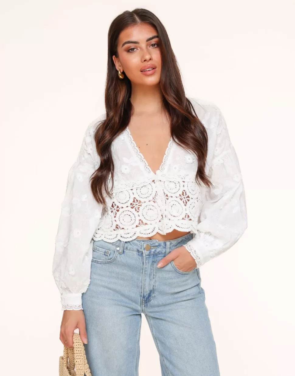 Missen Olivia & Kate Witte V-Hals Details-Blouse