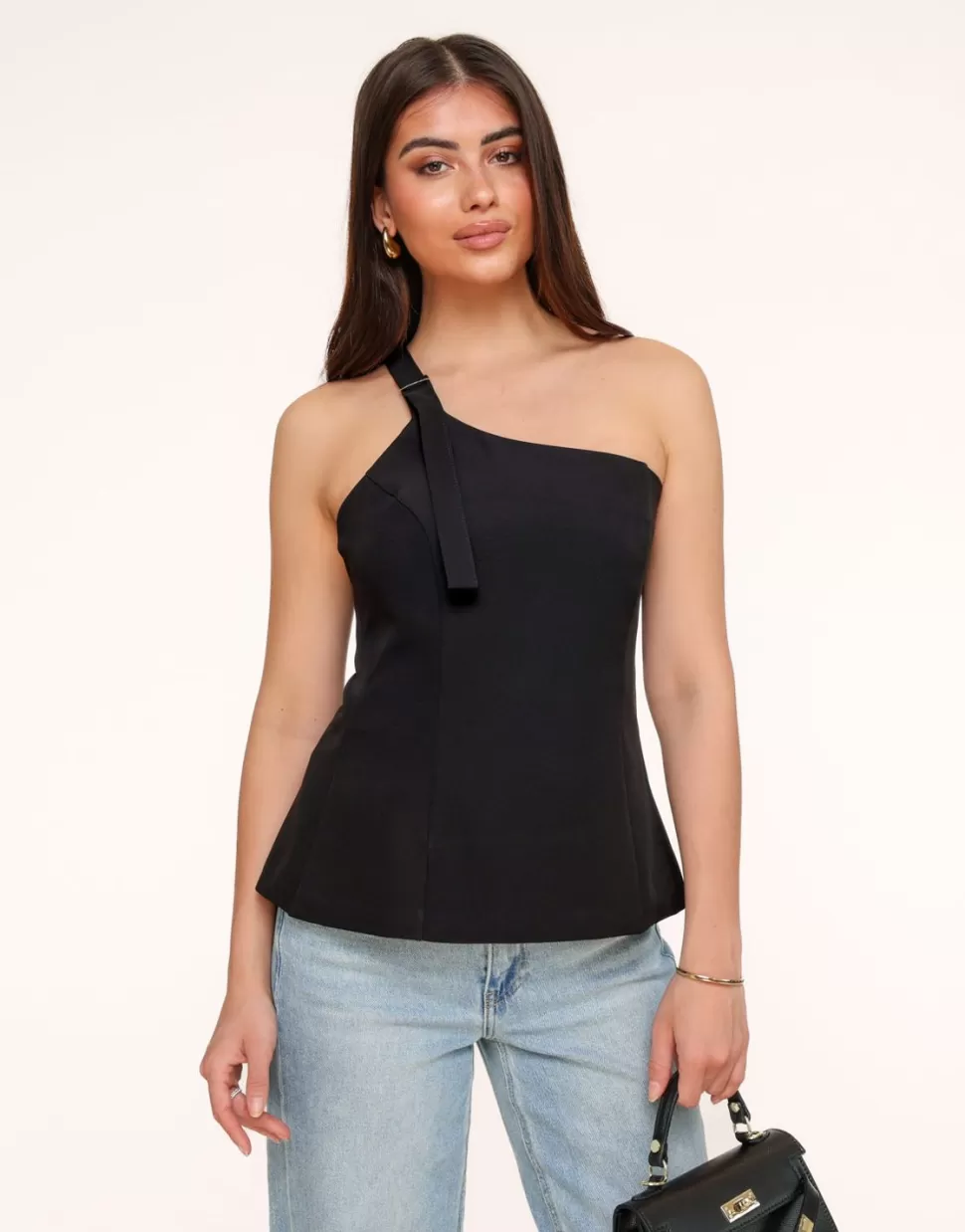 Missen Olivia & Kate Zwarte Asymmetrische Open Rug-Top