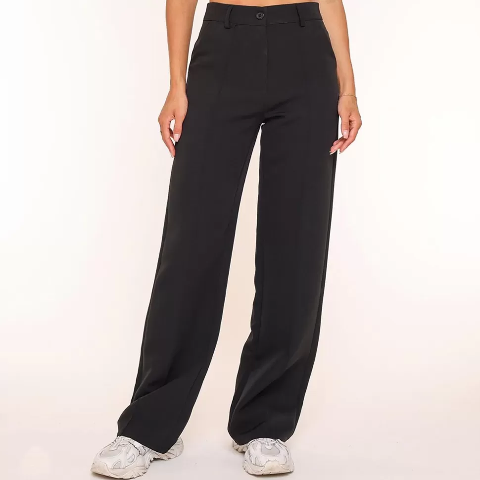 Missen Olivia & Kate Zwarte Basic Wijde-Pantalon