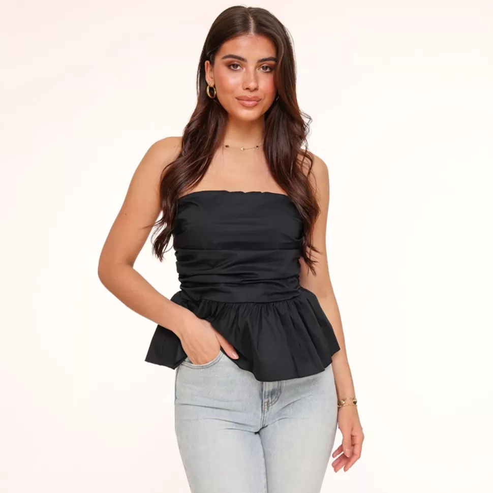 Missen Olivia & Kate Zwarte Strapless Ruffel-Top